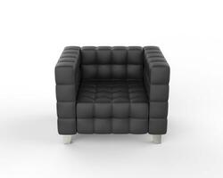 Black Leather Armchair on white background, front view. photo