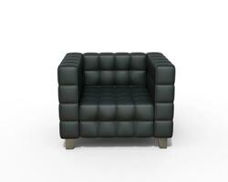 Black Leather Armchair on white background, front top view. photo