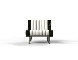 White and black stylish armchair on white background front view. photo