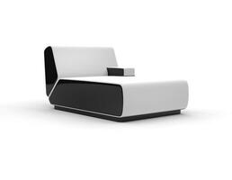 Modern White Lounge with black sides, angled front view. photo