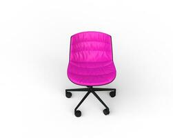 Pink modern office chair on white background - front view. photo