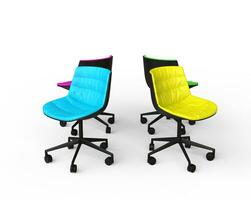 Colorful office chairs on white background. photo