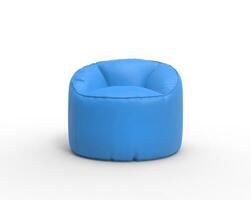 Bright blue lazy chair isolated on white background. photo