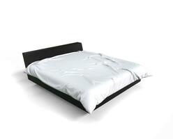 Modern Big Bed - White Sheets - Side View photo