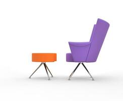Modern purple armchair with leg stand photo
