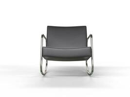 Modern Black Leather Armchair - Front View photo