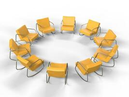 Circle of Yellow Modern Armchairs photo