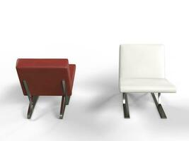 Modern red and white leather armchairs photo