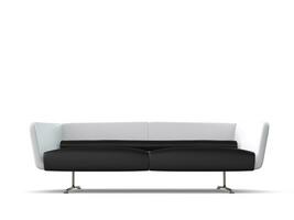 Modern sofa with white backrest and black seat cushions - 3D Render - on white background photo