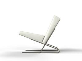 Modern white leather armchair - side view photo