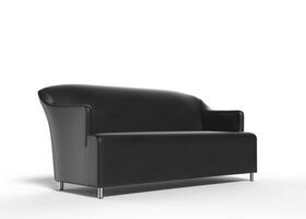 Black leather sofa - side view - isolated on white background - 3D render photo