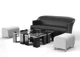 Modern living room furniture - isolated on white bacground - 3D render photo