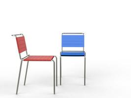 Blue and red chairs - isolated on white background - 3D render photo