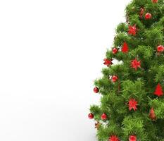 Navidad árbol - rojo decoraciones cerca arriba foto
