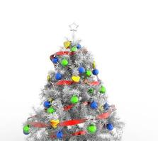 White Christmas Tree With Colorful Decorations photo
