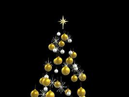 parte superior oro y plata Navidad decoraciones aislado en negro foto