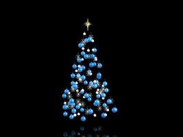 Blue and silver christmas decorations - isolated on black photo