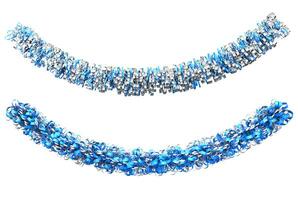 Christmas decorations - silver and blue shiny ribbons photo