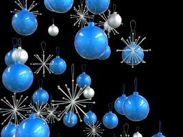 Close up of blue and silver xmas decorations photo