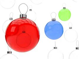 Beautiful Christmas decoration balls in red, green and blue photo