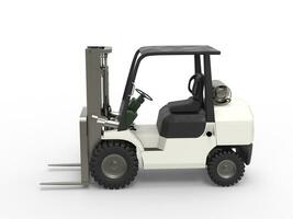 White forklift - side view photo