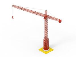 Red construction tower crane - low poly - back view photo