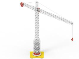 Big white construction tower crane - low poly photo