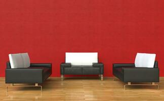 Red Room Leather Armchairs and Sofa photo