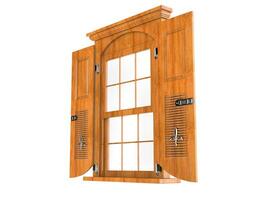 Bright wooden window with shutters - other angle photo