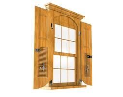 Bright wooden window with shutters photo