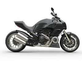 Black sports motorcycle - side view - isolated on white background photo