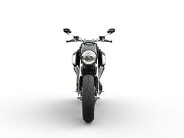 Black sports motorcycle - front view - isolated on white background photo