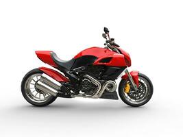 Red sports bike - studio lighting - side view - isolated on white background photo