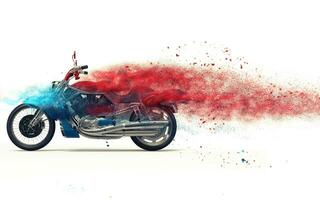 Red bike - particle dispersion photo