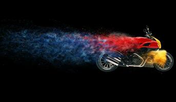 Sports Bike - Colorful Particle Effect - 3D Illustration photo