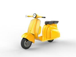Yellow scooter on white background photo