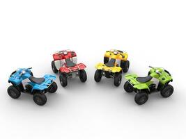 Quad bikes in a semi-circle - top view photo