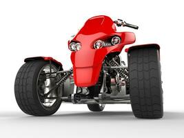 Modern red quad bike - front view extreme closeup shot photo