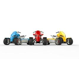 Red, blue and yellow modern quad bikes photo
