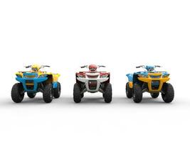 Three quad bikes - front view photo