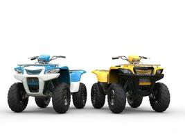 Blue and yellow ATVs photo