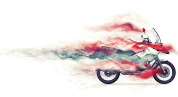 Super fastl red and white motorcycle - smoke FX photo