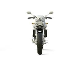 Bright white modern sports motorcycle - front view photo