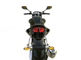 Black modern sports motorcycle - taillights view photo