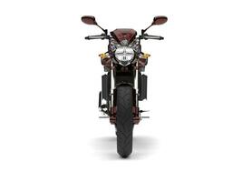 Beautiful metallic dark red modern sports motorcycle - front view photo