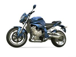 Awesome metallic blue modern motorcycle photo