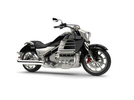 Super silver modern powerful motorcycle - beauty shot photo