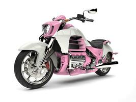 Pink and white modern powerful motorcycle photo