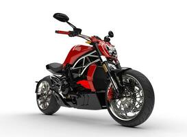 Powerful modern red sports motorcycle photo
