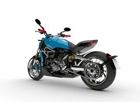 Modern blue powerful bike - tail view photo